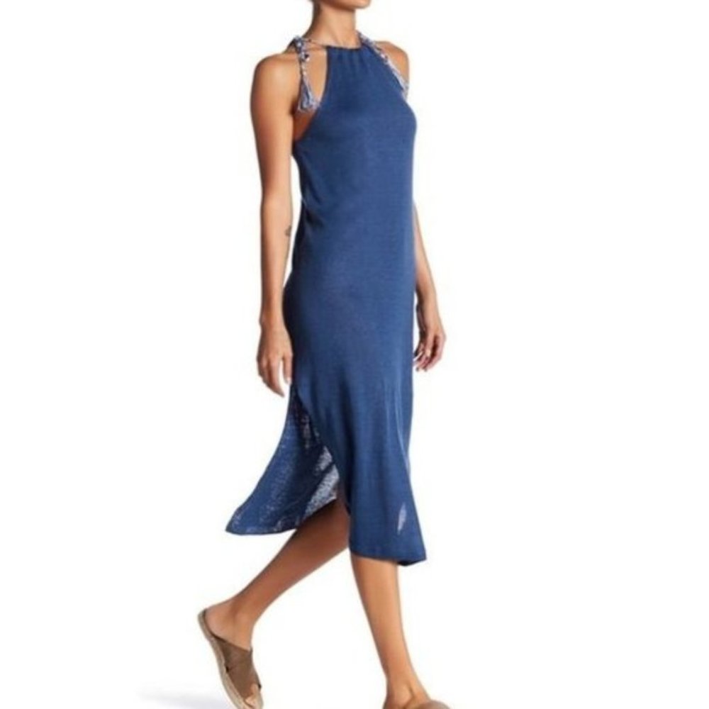 NEW * 360 Sweater women's S tie strap light linen knee length tassel dress * NWD